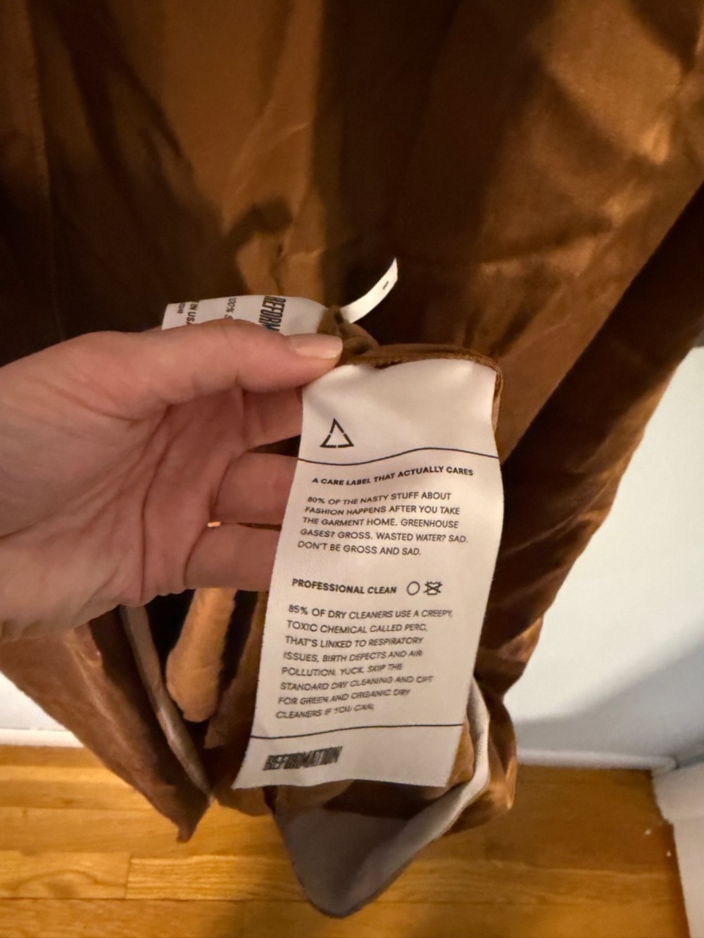 100% Silk Reformation Long Robe Dress in gold - Picture 10 of 10